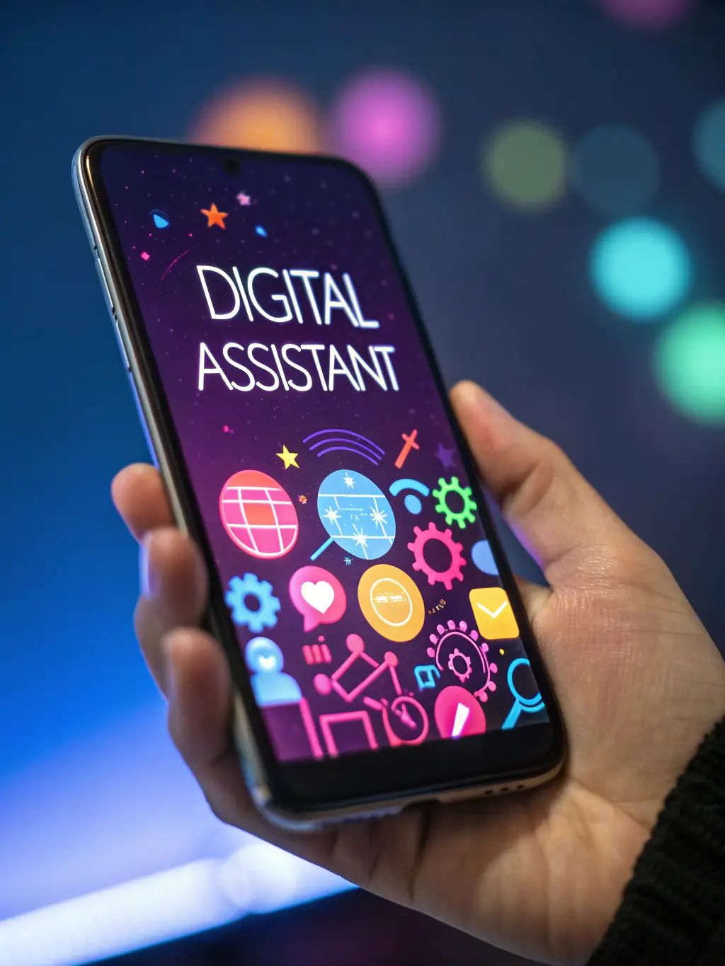 A stylized smartphone sending an SMS message with an AI brain icon, symbolizing personalized communication.